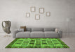 Machine Washable Abstract Green Modern Area Rugs in a Living Room,, wshabs679grn