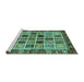 Sideview of Machine Washable Abstract Turquoise Modern Area Rugs, wshabs679turq