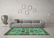 Machine Washable Abstract Turquoise Modern Area Rugs in a Living Room,, wshabs679turq