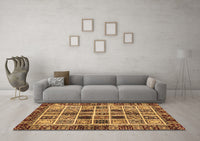 Machine Washable Abstract Brown Modern Rug, wshabs679brn