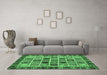 Machine Washable Abstract Emerald Green Modern Area Rugs in a Living Room,, wshabs679emgrn