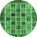 Round Abstract Emerald Green Modern Rug, abs679emgrn