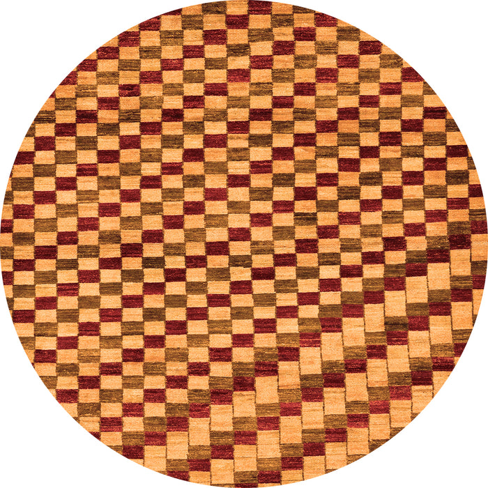 Round Checkered Orange Modern Rug, abs67org