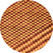 Round Checkered Orange Modern Rug, abs67org