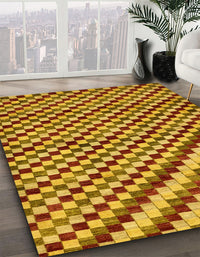 Abstract Deep Yellow Checkered Rug, abs67