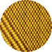 Round Checkered Yellow Modern Rug, abs67yw