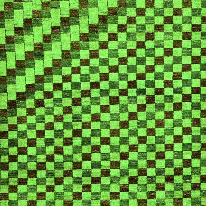Machine Washable Checkered Green Modern Area Rugs, wshabs67grn