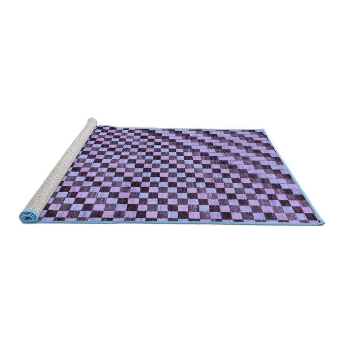 Sideview of Machine Washable Checkered Blue Modern Rug, wshabs67blu