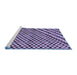 Sideview of Machine Washable Checkered Blue Modern Rug, wshabs67blu