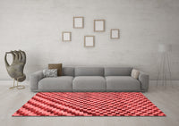 Machine Washable Checkered Red Modern Rug, wshabs67red