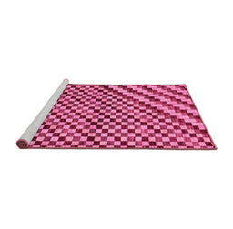 Sideview of Machine Washable Checkered Pink Modern Rug, wshabs67pnk