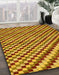 Abstract Deep Yellow Checkered Rug in Family Room, abs67