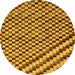 Round Abstract Deep Yellow Checkered Rug, abs67