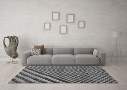 Machine Washable Checkered Gray Modern Rug in a Living Room,, wshabs67gry