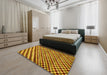 Abstract Deep Yellow Checkered Rug in a Bedroom, abs67