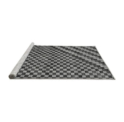 Sideview of Machine Washable Checkered Gray Modern Rug, wshabs67gry