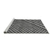 Sideview of Machine Washable Checkered Gray Modern Rug, wshabs67gry