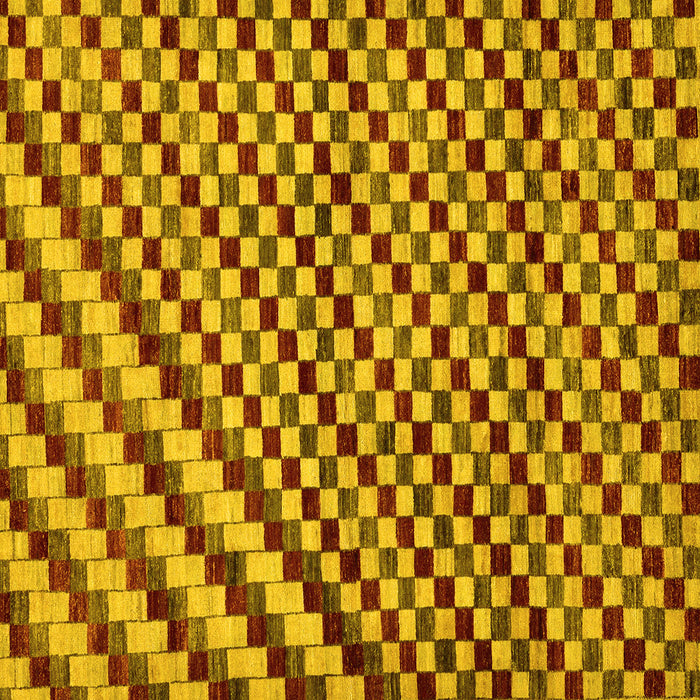 Square Machine Washable Checkered Yellow Modern Rug, wshabs67yw