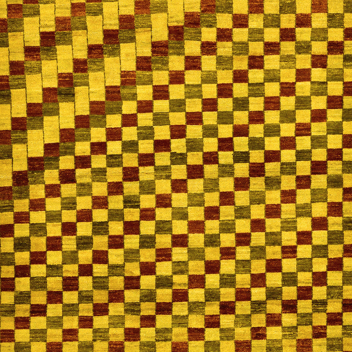 Checkered Yellow Modern Rug, abs67yw