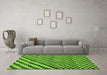 Machine Washable Checkered Green Modern Area Rugs in a Living Room,, wshabs67grn