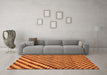 Machine Washable Checkered Orange Modern Area Rugs in a Living Room, wshabs67org