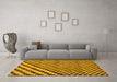 Machine Washable Checkered Yellow Modern Rug in a Living Room, wshabs67yw