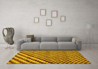 Machine Washable Checkered Yellow Modern Rug, wshabs67yw