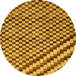 Round Machine Washable Abstract Deep Yellow Rug, wshabs67