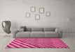 Machine Washable Checkered Pink Modern Rug in a Living Room, wshabs67pnk