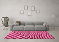 Machine Washable Checkered Pink Modern Rug, wshabs67pnk