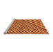 Sideview of Machine Washable Checkered Orange Modern Area Rugs, wshabs67org