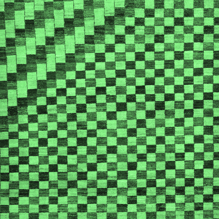 Machine Washable Checkered Emerald Green Modern Area Rugs, wshabs67emgrn