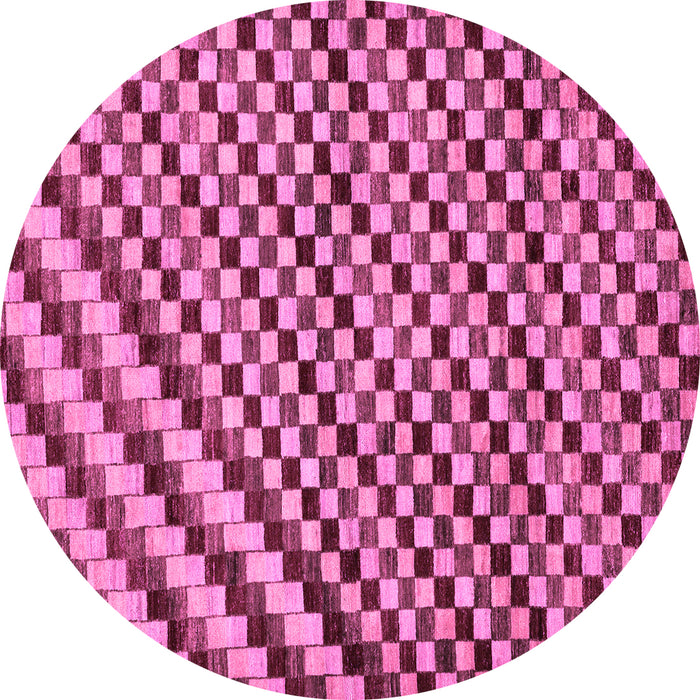 Round Checkered Purple Modern Rug, abs67pur