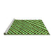 Sideview of Machine Washable Checkered Turquoise Modern Area Rugs, wshabs67turq