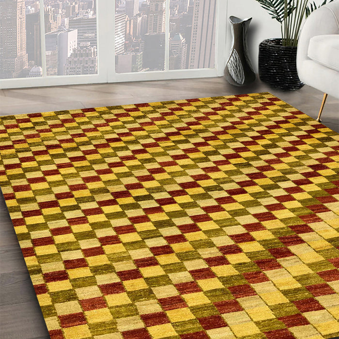 Machine Washable Abstract Deep Yellow Rug in a Family Room, wshabs67
