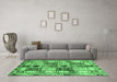 Machine Washable Abstract Emerald Green Modern Area Rugs in a Living Room,, wshabs680emgrn