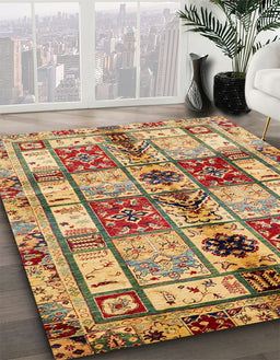 Abstract Sienna Brown Modern Rug in Family Room, abs680