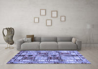 Machine Washable Abstract Blue Modern Rug, wshabs680blu