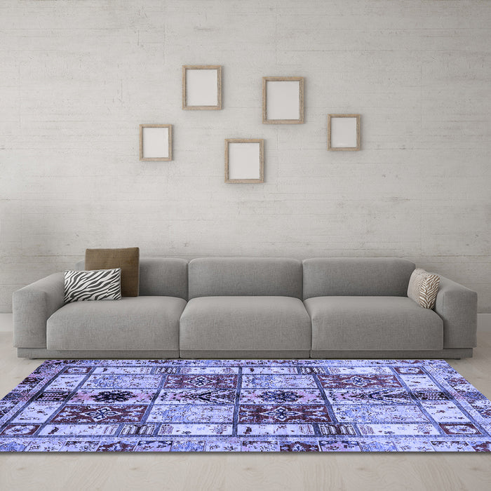 Machine Washable Abstract Blue Modern Rug in a Living Room, wshabs680blu