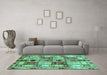 Machine Washable Abstract Turquoise Modern Area Rugs in a Living Room,, wshabs680turq