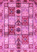 Machine Washable Abstract Pink Modern Rug, wshabs680pnk