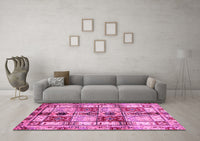 Machine Washable Abstract Pink Modern Rug, wshabs680pnk