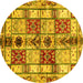 Round Machine Washable Abstract Yellow Modern Rug, wshabs680yw