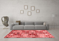 Machine Washable Abstract Red Modern Rug, wshabs680red