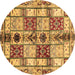 Round Abstract Brown Modern Rug, abs680brn