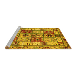 Sideview of Machine Washable Abstract Yellow Modern Rug, wshabs680yw
