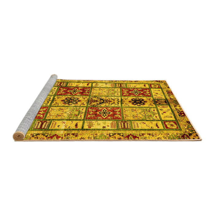Sideview of Machine Washable Abstract Yellow Modern Rug, wshabs680yw