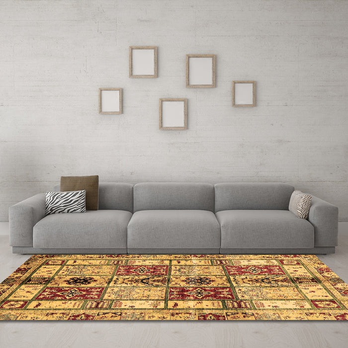 Machine Washable Abstract Brown Modern Rug in a Living Room,, wshabs680brn