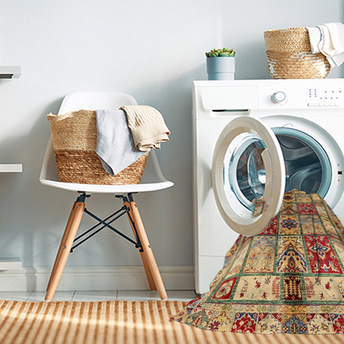 Machine Washable Abstract Sienna Brown Rug in a Washing Machine, wshabs680