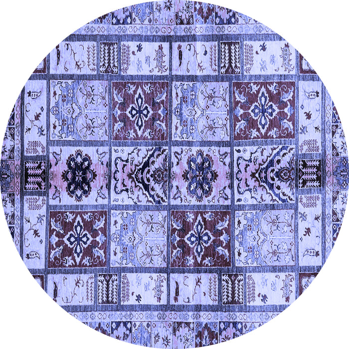 Round Machine Washable Abstract Blue Modern Rug, wshabs680blu